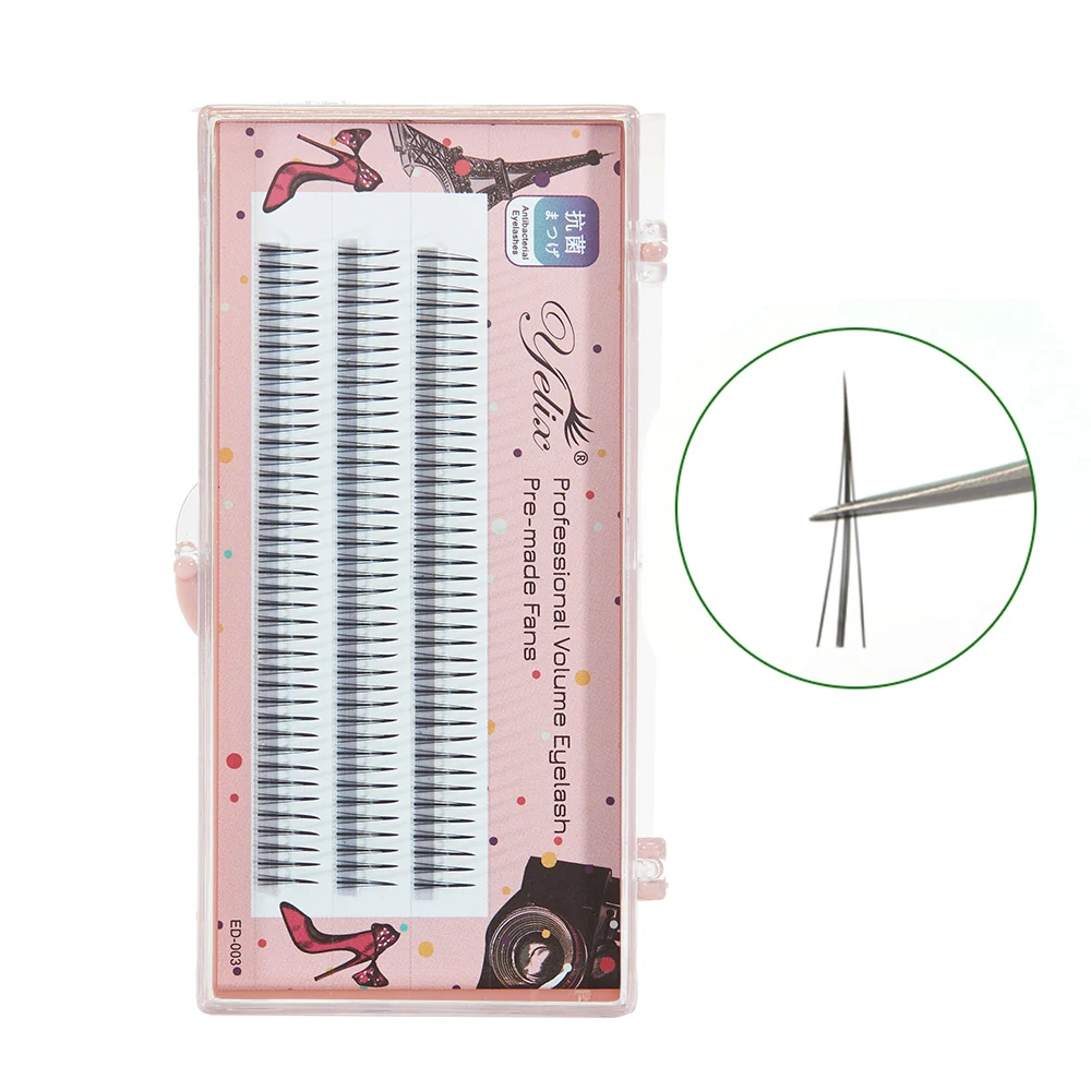 

Yelix A/M Shaped Products 0.07 C Curl Double Layer Easy Fanning Russian Lash Extenson Eyelash Extensions Neon, Black