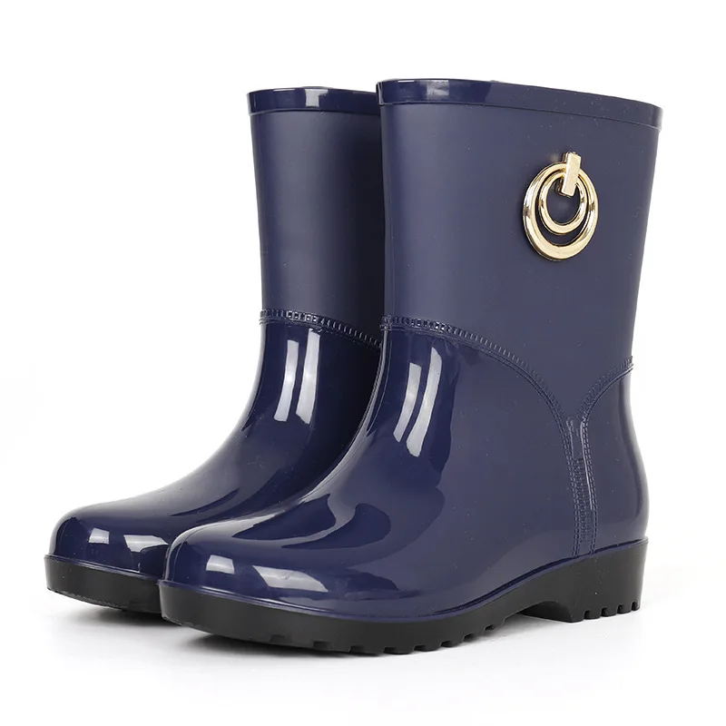 

Rubber Women Waterproof Ankle Shoes 2021 New Autumn New Female Water Shoes Rain boots Ankle Boots