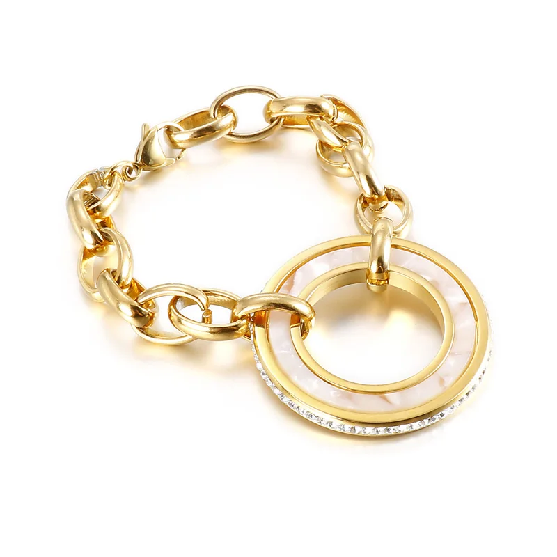 Wholesale Supply Jewelry Chain Rhinestone Bracelet Women Pendant Stainless Steel Bracelet