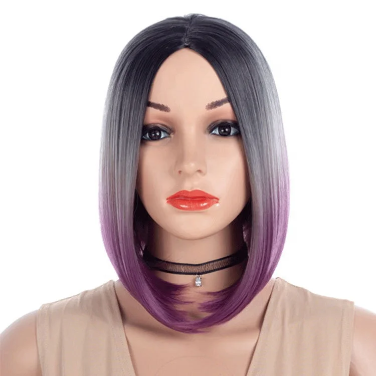 

Gradient Color Short Wig Straight Bob Head Women's Wig, Picture