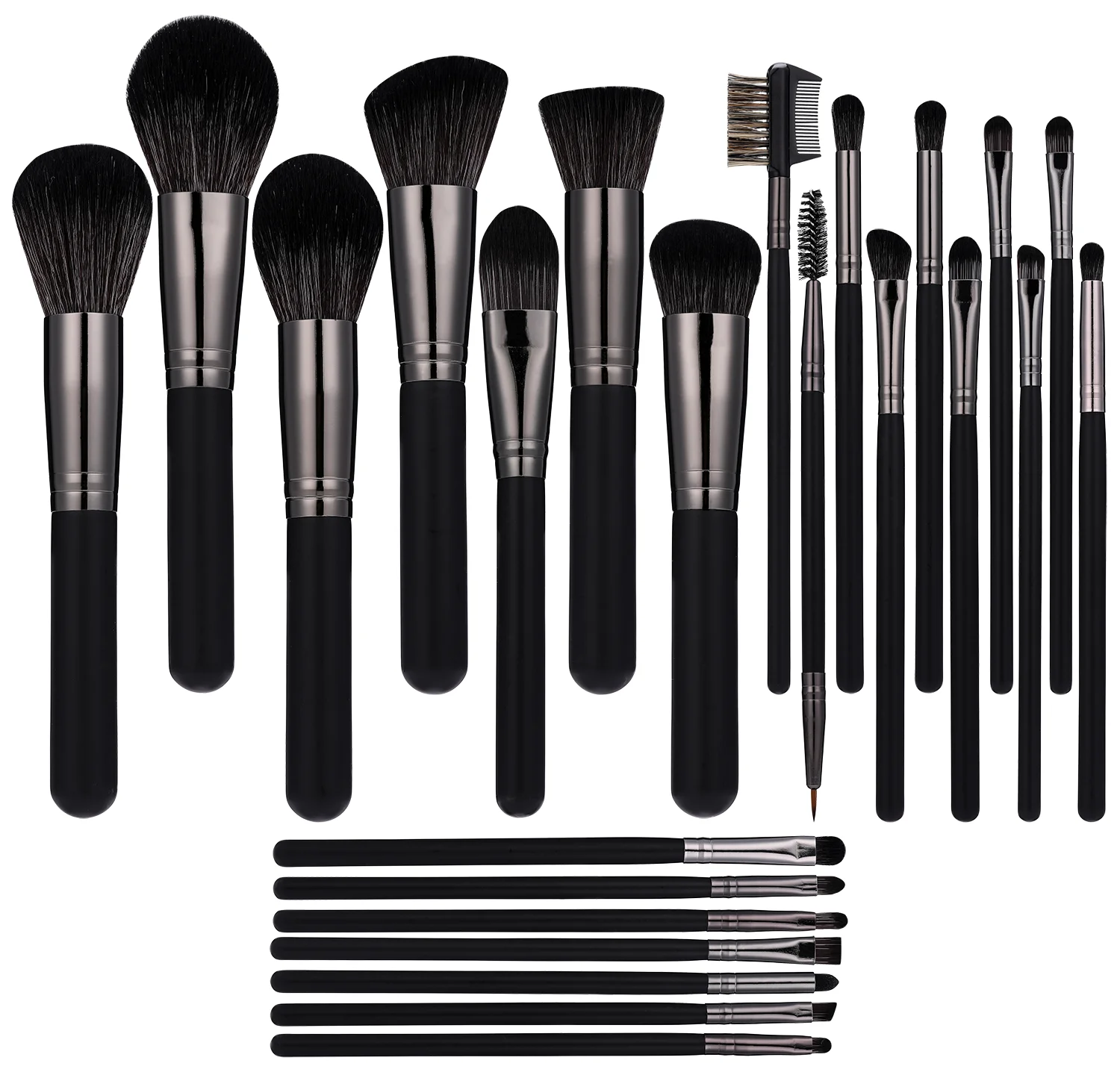 

24 PCS Makeup Brush No Logo Grey Black Synthetic Eyeshadow Powder Makeup Brushes Set