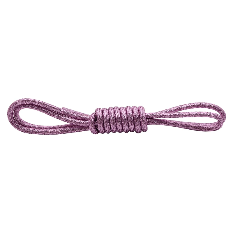 

NEW ARRIVAL round metallic Light pink shoelace support customize colors, Bottom inside color + match outside gold wire