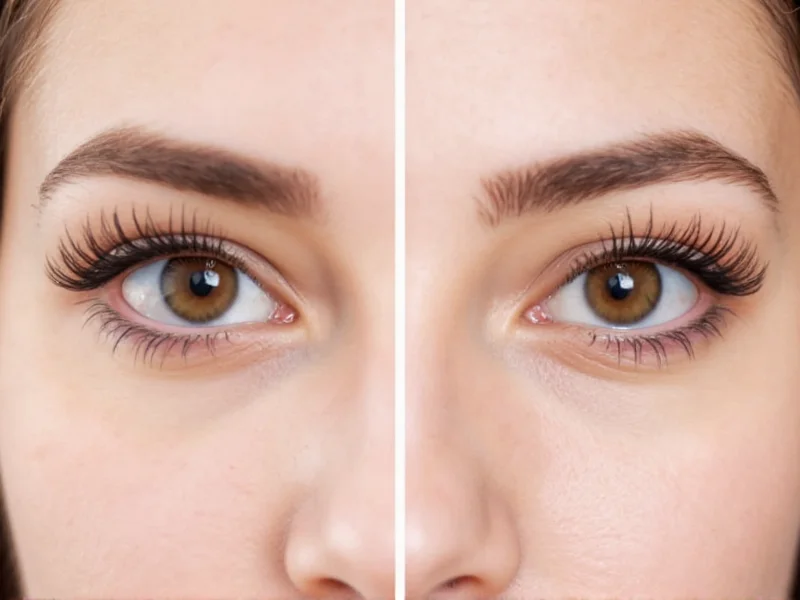 Comparison of natural lashes before and after DIY lash lift