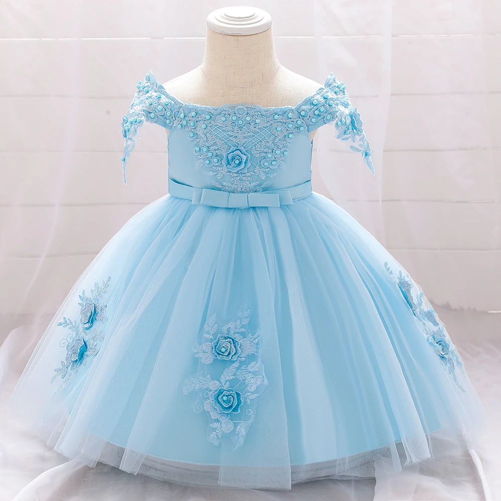 

2020 Newborn Baby Birthday Party Frock Off Shoulder Design 0-2 Years Girl Dress L5057xz, Red,blue,pink,champagne