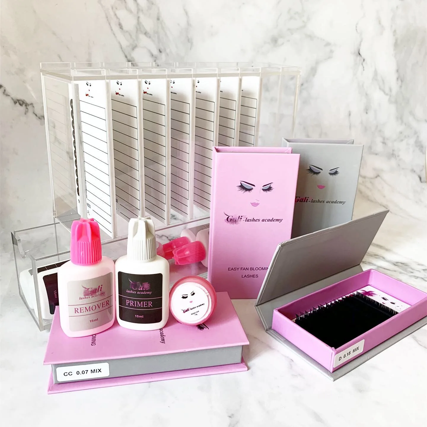 

Luxury Private Label Eyelashes Extensions Sets Own Logo Custom Packaging Trays Boxes Accessories Tools Glue, According to your requirments