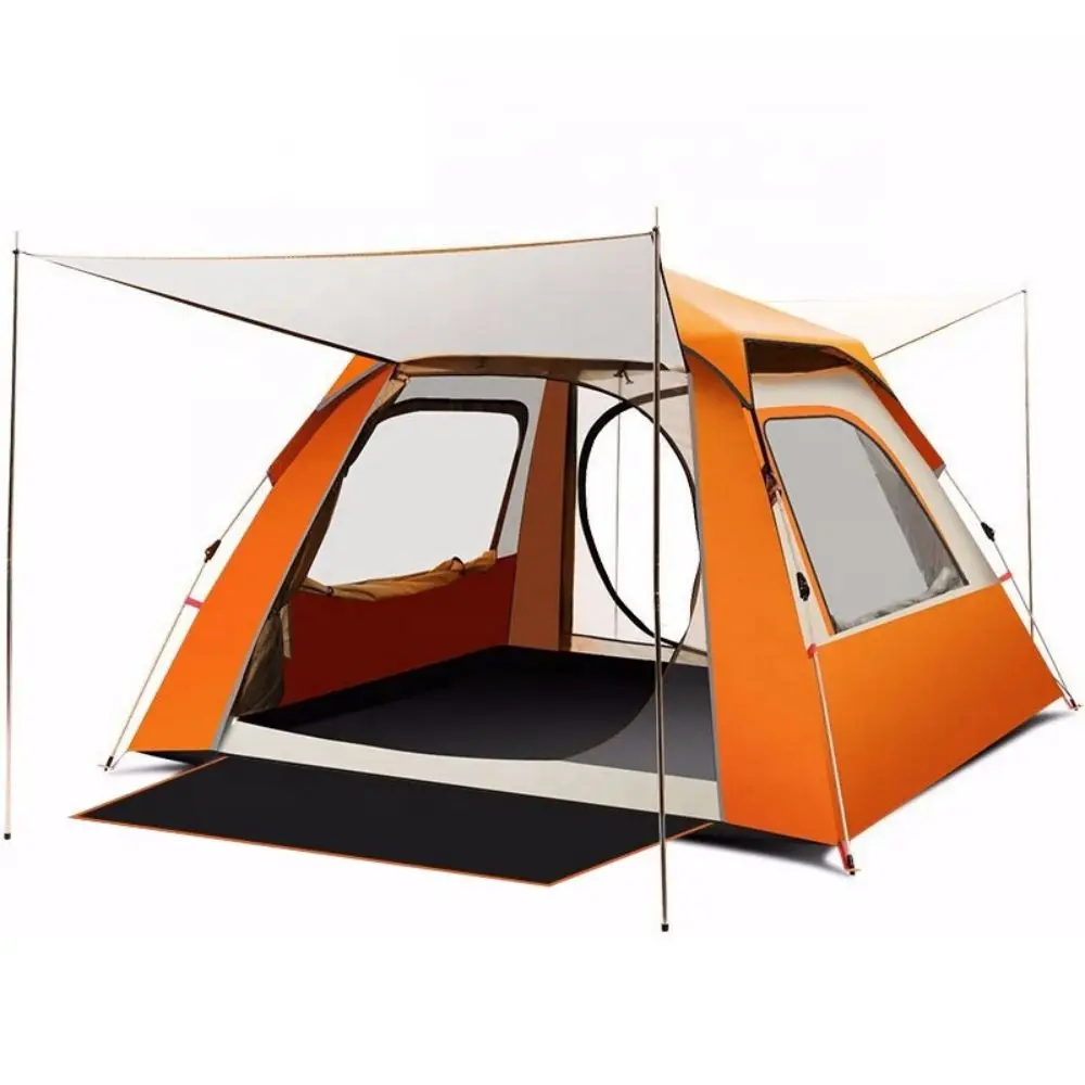 

Automatic Pop Up Tent Rainproof Sun Protection Folding Large Space Family Camping Tent 4 Person One Room And One Hall, Dark green,blue,orange