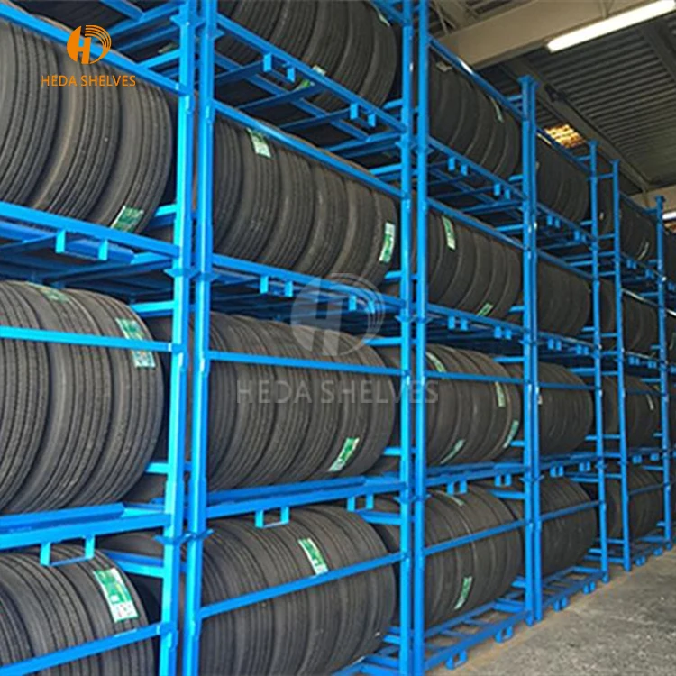 Warehouse Storage Stacking Folding Metal Commercial Tire Rack,Pallet