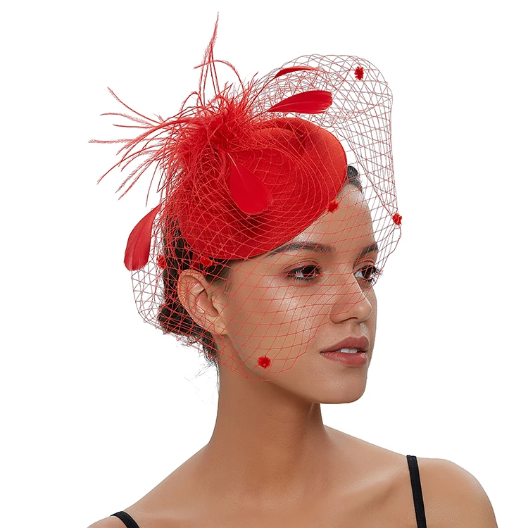 

Fascinators Hats Pillbox Hat Cocktail Tea Party Headwear with Veil Hair Accessories for Girls and Women