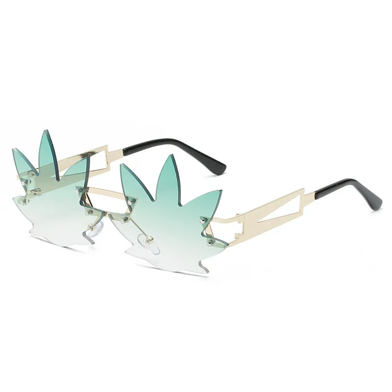 

New Personalized Weird Irregular Maple Leaf Frameless Sunglasses 2022