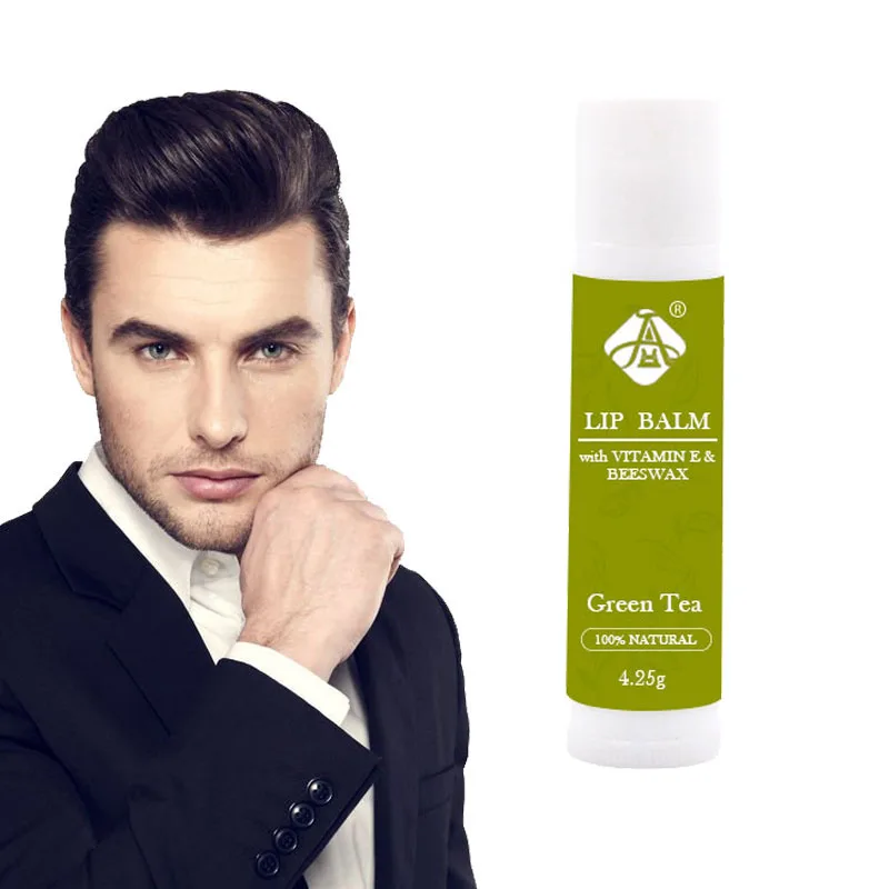 

AH Private Label Natural Green Tea Beeswax Chapstick Lip Blam Men for Moisturizing