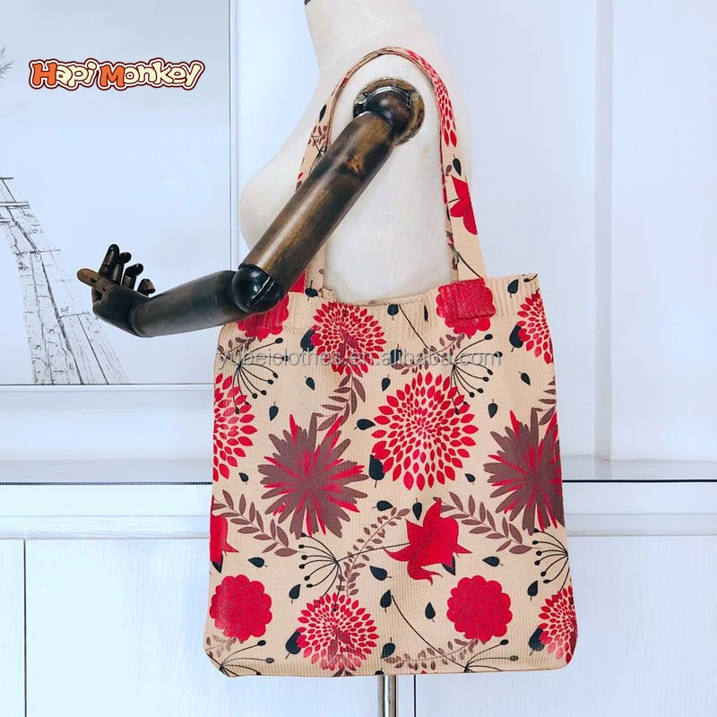 

HapiMonkey HMNY220 OEM Retro Custom Printed Logo Ladies Handbag Shopping Shoulder Bag Fashionable Large Recycled Beach Tote Bag