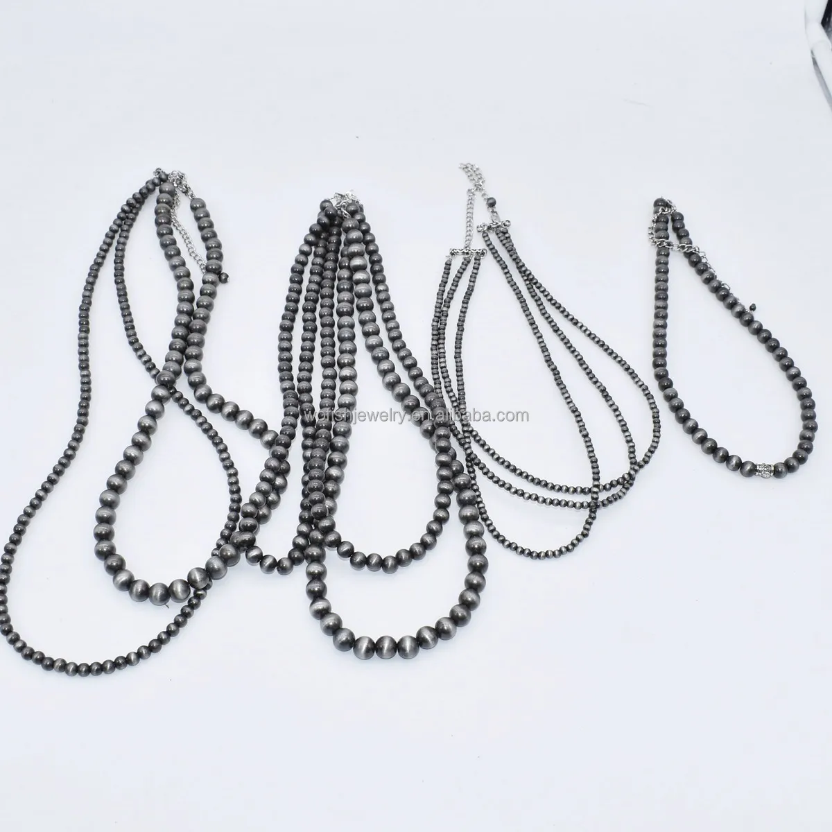 

Handmade navajo pearls 4mm 6mm 8mm beads layers choker necklace