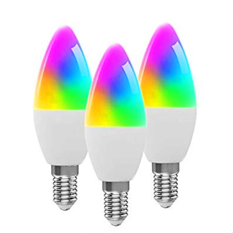 Voice Control RGBW Color Changing 3W E12 E14 Led Smart Light Bulb Compatible With Amazon Alexa and Google