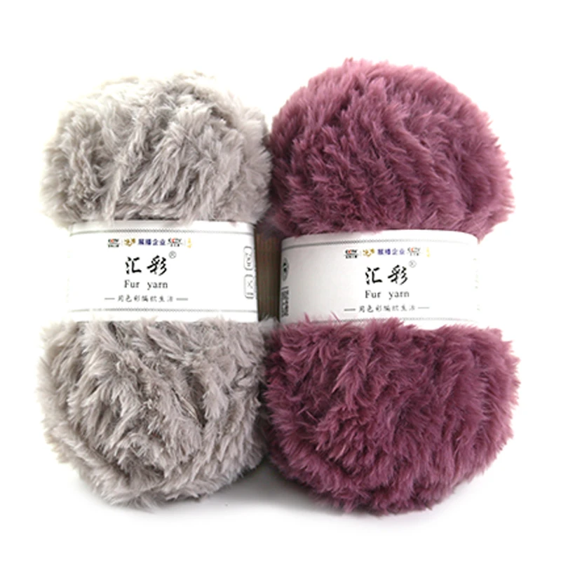 High Quality 100% Polyester Faux Fur Fancy Yarn Mink Like Crochet Yarn for Sweater 2rolls Per Bag