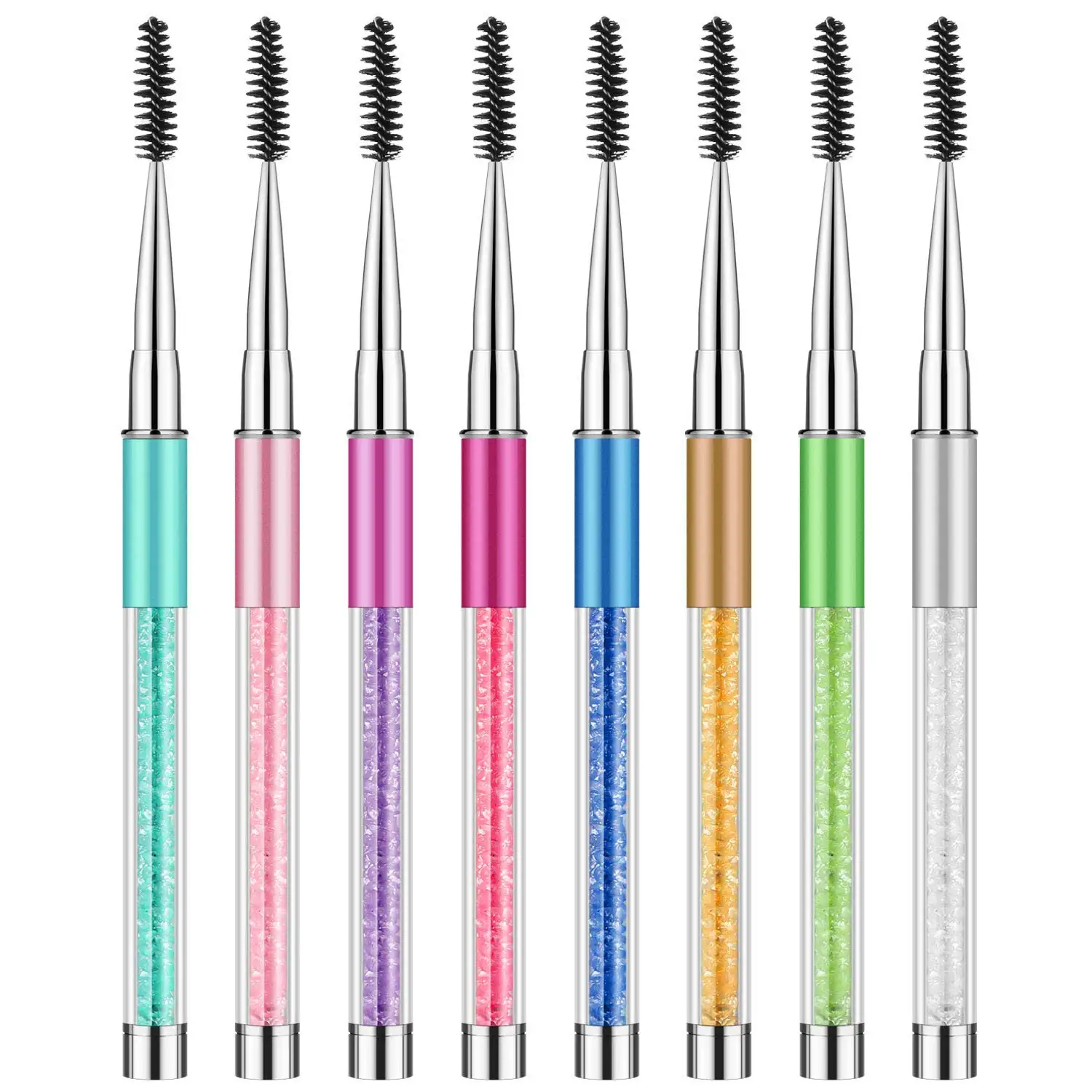 

Rhinestone Eyelash Brush Mascara Applicator Eyebrow Comb Spiral Wands Makeup Brushes Tool, Red,pink,purple,blue,yellow,green