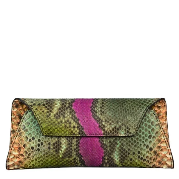 

LUXURY Long Envelope python lady clutch bag leather clutch bag women fashion style handbags green purse leather
