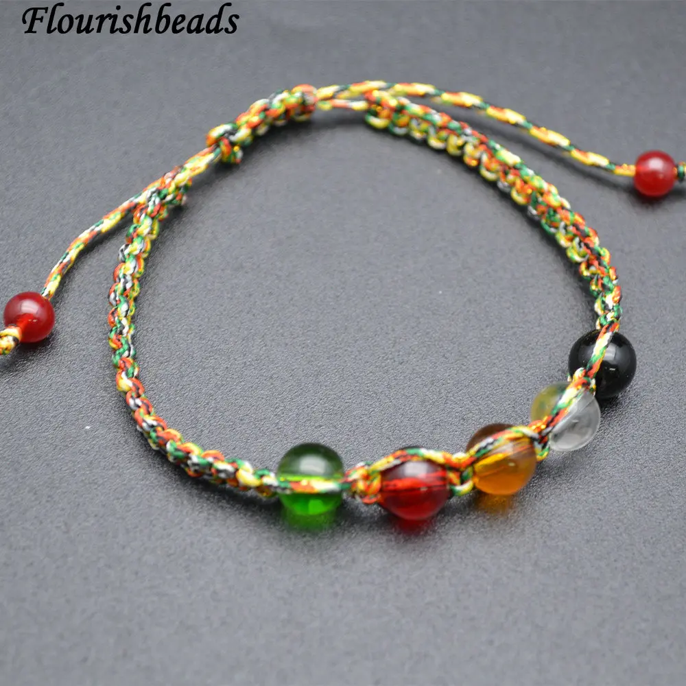 

Cheap Handmade Mix color Glass Round Beads Chakra Bracelets Fashion Woman Children Jewelry