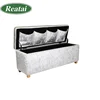 Reatai bench product factory sliver white velvet fabric beauty nail setting salon bench for waiting
