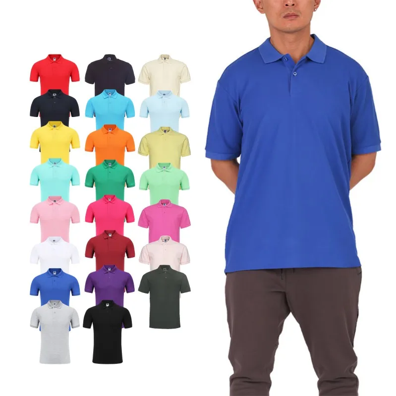 

Hot Sale Rib Collar Men Casual Wear Solid Color Knitted Polo Shirt T Shirt, As picture