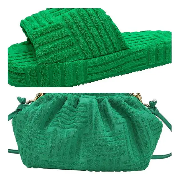 

2022 Matching Purse and Sandals Set Women Purse and Slides Slippers Ladies Purses Luxury Designer Handbag Shoes