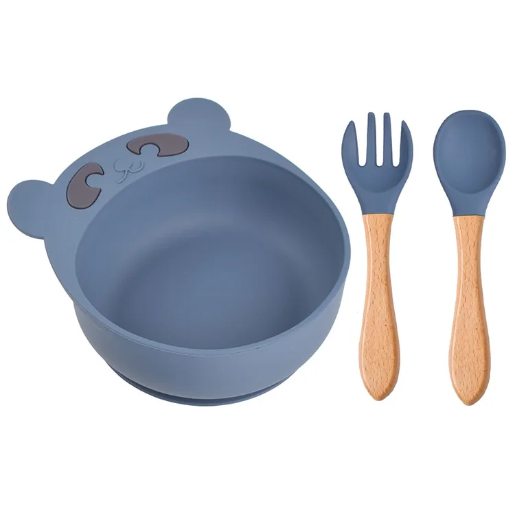 

Suction Plate Baby Tableware 3pcs Silicone Baby Bowls Set animal shaped other baby feeding supplies, Customized color