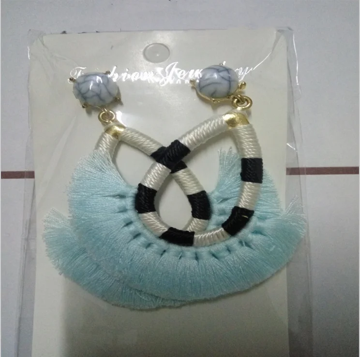 

Hot Sale Set Tassel European fashion Dangle Fringe Long Stud Bohemian tassel earrings