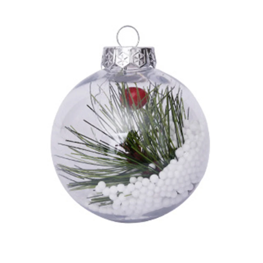 

Newbility wholesale pine cones snow indoor outdoor Christmas hanging decoration clear ball set plastic