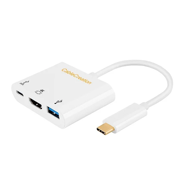 

USB 3.1 Type-C To HDMI Adapter 4K USB 3.0 USB C Hub Adapter cable for New Macbook/ Chromebook Pixel, White