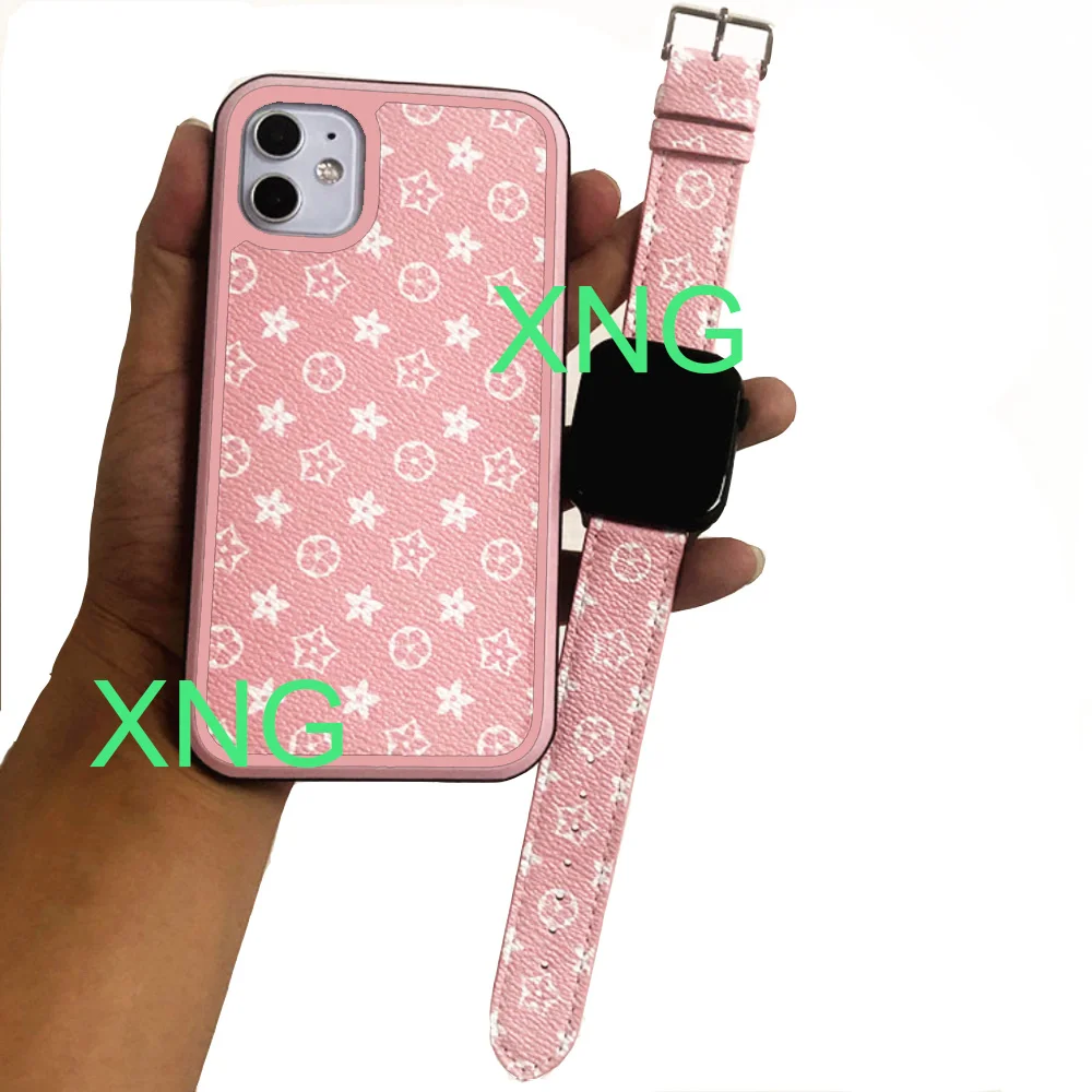 

For iphone 13 pro max phone case xr Leather designer Luxury iphone Case set for airpods Classic Design for iPhone 12 watch strap