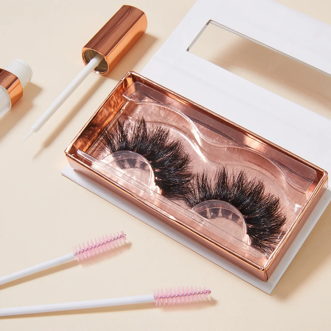 

Hot sale customizable exquisite eyelashes wholesale whispy mink fluffy eyelashes 25mm