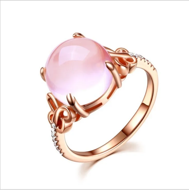 

Hibiscus quartz crystal butterfly ring rose gold lady index finger opening ring