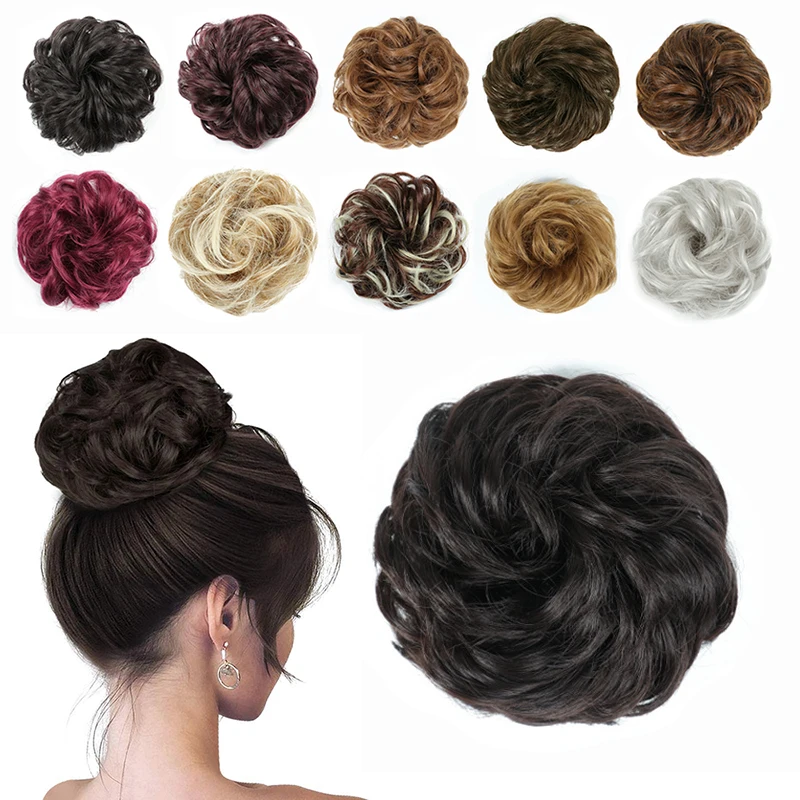 

wholesale Messy Hair donut Bun Scrunchies Extension Curly Wavy Messy Synthetic postiche Chignon for Women Updo Hairpiece maker