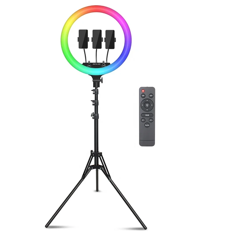 

Photographic Lighting AV04 18 Inch RGB Led Photo Live Broadcasting Selfie Makeup Video USB Ring Light With Remote Controller