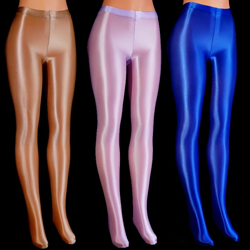 

Japanese Spandex Satin Glossy Shiny Transparent Pantyhose Silky Smooth Wet Look Tights Sexy Stockings High Waist Tight Plus Size, 9 styles