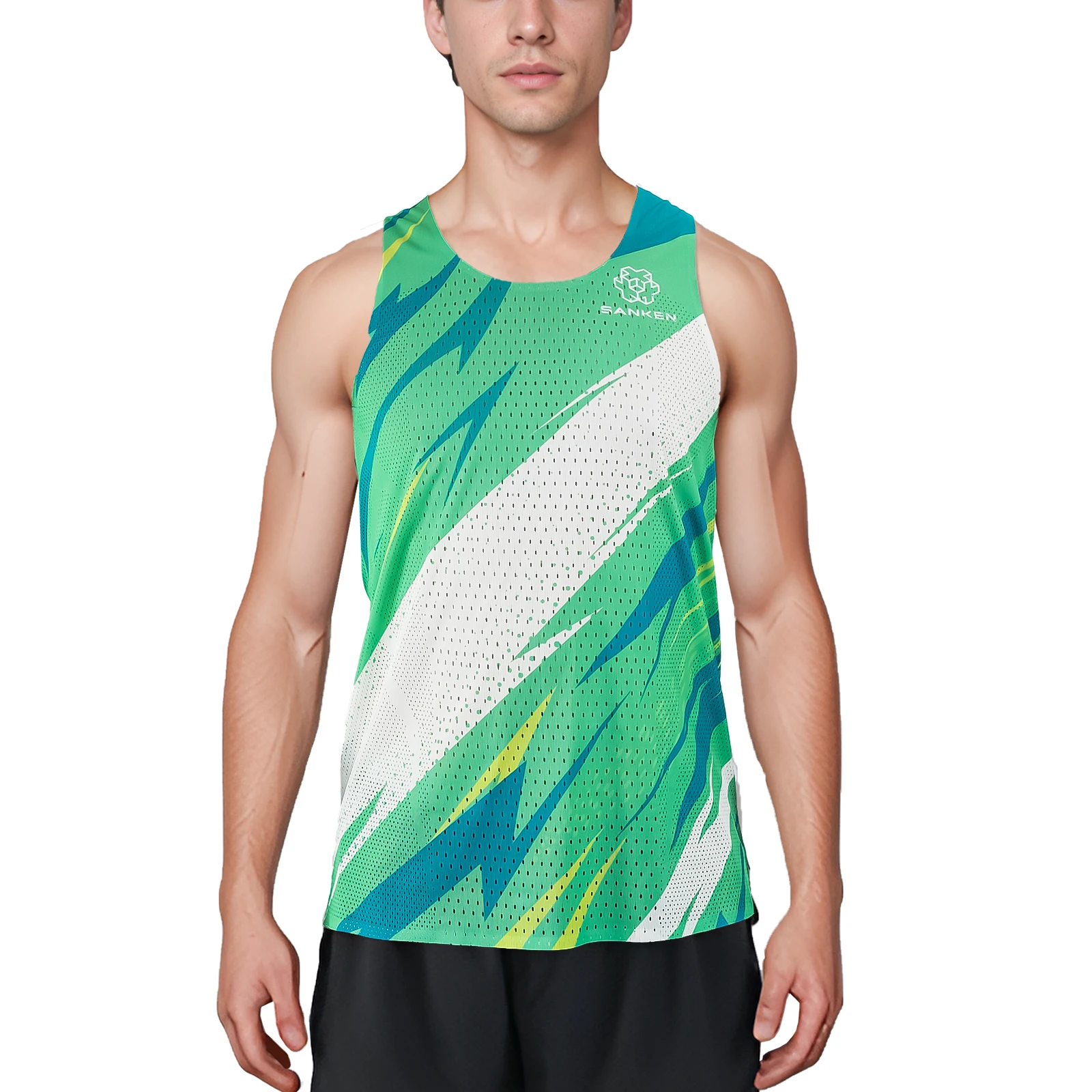 Custom Lightweight Marathon Tank Top Quick Dry Breathable Workout Sleeveless Shirt Print Summer Fitness Use Seamless Technics