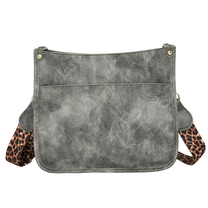 

Hot Sale New Retro PU Leather Shoulder Bags Leopard Strap Crossbody Solid Color Tote Bag for Female