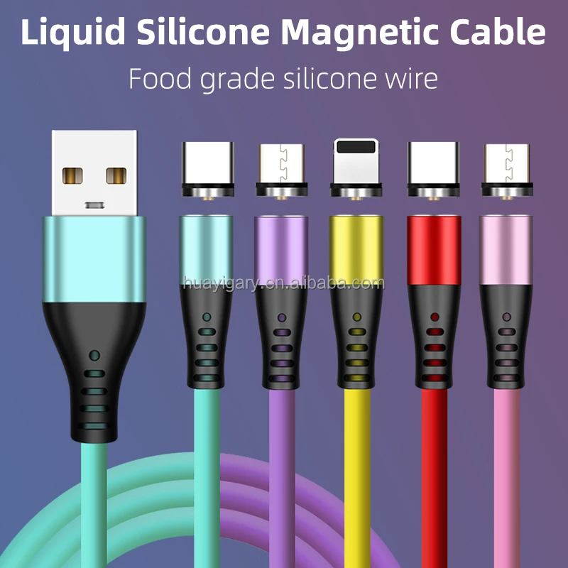 

Liquid silica gel magnetic suction data cable three-in-one 360 degree Android Type-C magnetic suction cable