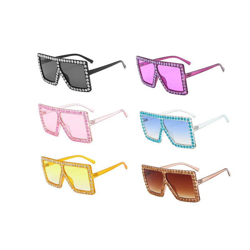 

YIDING Fashion women 2021 rhinestone sunglasses square diamond uv400 crystal shades bling sunglasses sun glasses, As is or customized