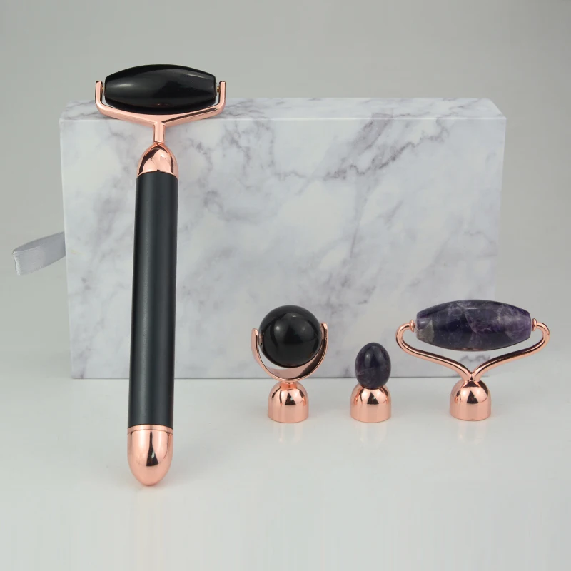 
Freely Noise Rose Quartz Jade Electric Vibrating face Massager roller 