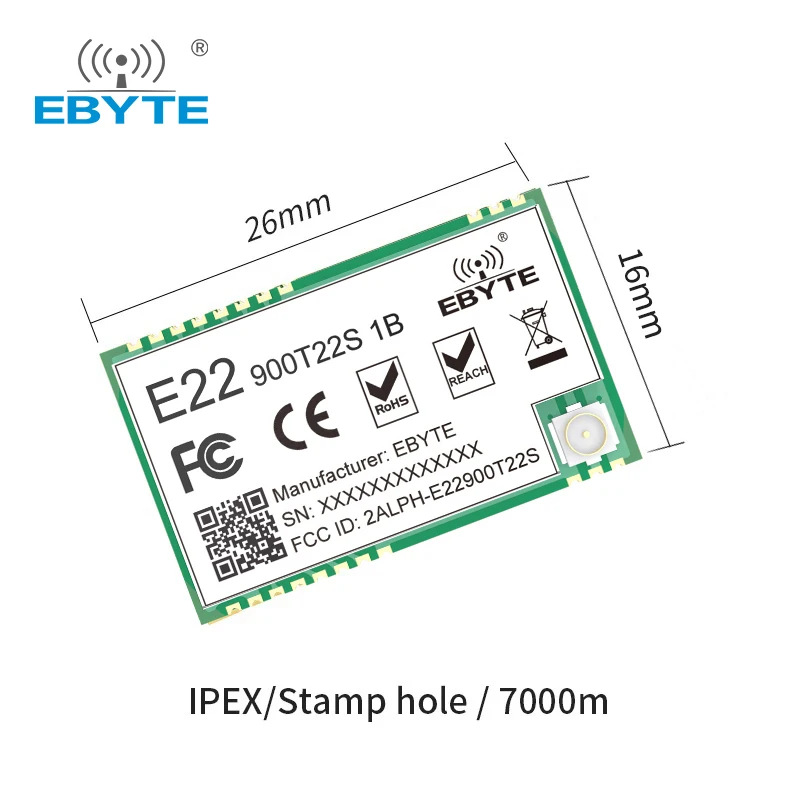 

Ebyte SX1262 Wireless IoT Transceiver UART 868MHz 915MHz LoRa RSSI SMD IPEX RF Module iot Solutions