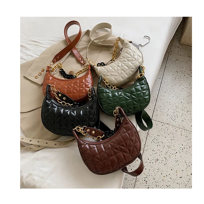 

FANLOSN Dumpling Handbags Brand Female Half Moon Purse New Underarm Handbags Armpit Bag, As the picture shown or you could customize the color you want