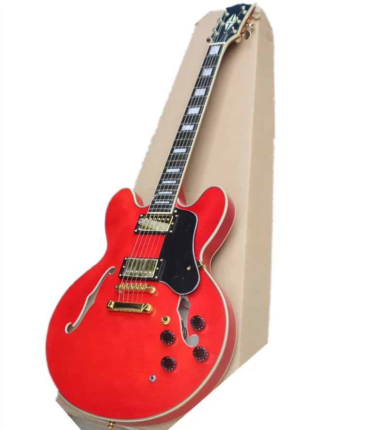 

Huiyuan Red Electric Guitar with Golden Hardware,335 guitar, e guitar