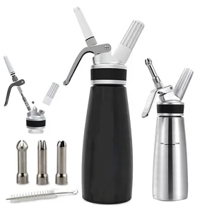 Image of Customized Eco-friendly High Quality Silver Color Aluminum Whipped Cream Dispenser 1 Pint With Rubber