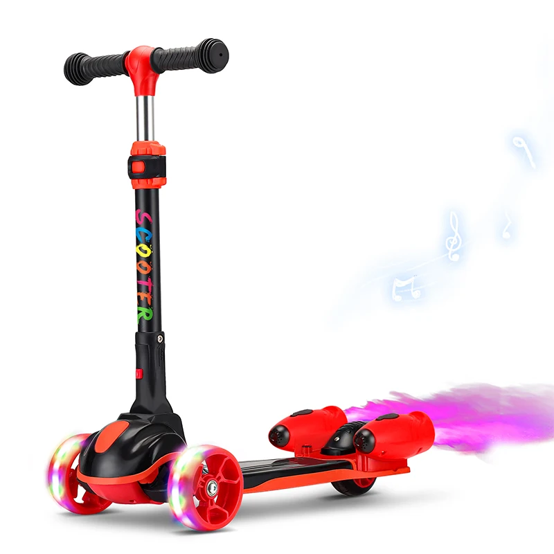 

2021 high quality 3 wheels electric scooter baby toys spray bubble kids kick toddler scooter for kids with LED and music