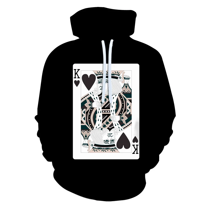 

Black grey card K pattern 3D sublimation hoodie