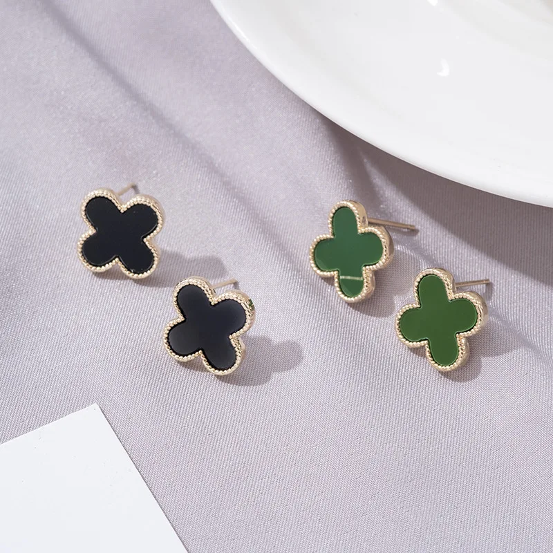 

2022 Fashion Acrylic Four-leaf Clover Earrings Simple Temperament Earrings Women's Earrings, 3 colors to choose