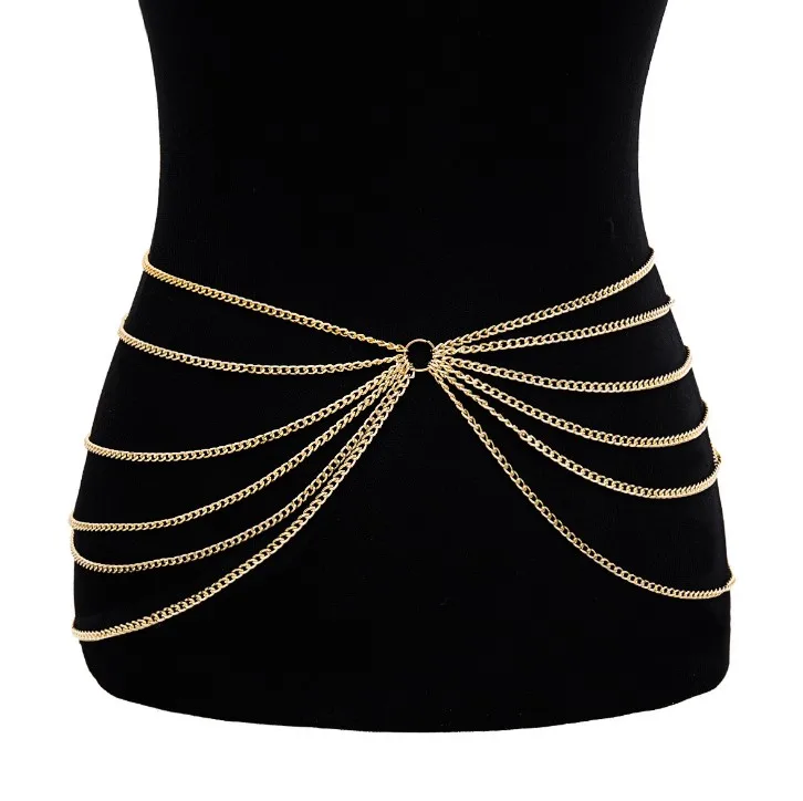 

Fashionable sexy tassels full of brick thigh chain club waist chain jewelry women body chain dress, Silver and rose gold