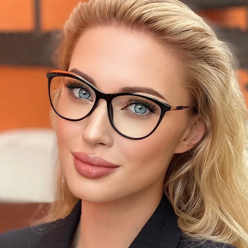 

Fashion Luxury TR90 Cat Eye Glasses Frame Customizable With Anti Blue Light Glasses Cat Eye Blue Light Glasses For Women