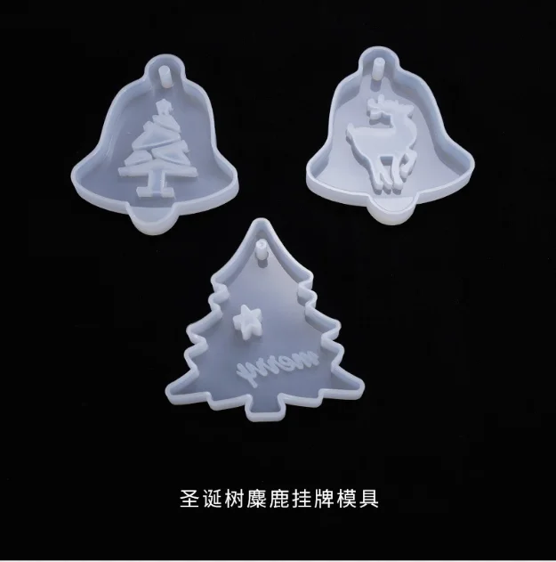 

DIY crystal epoxy mold Christmas tree listing deer pendant decoration silicone molds, White