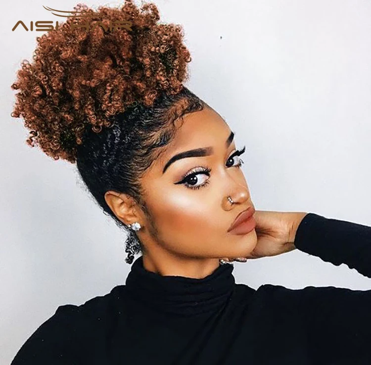 

Aisi Hair Multi Color Kinky Curly Hair Bun Ponytail Women's Synthetic Puff Afro Short Curly Hair Chignon For Black Women
